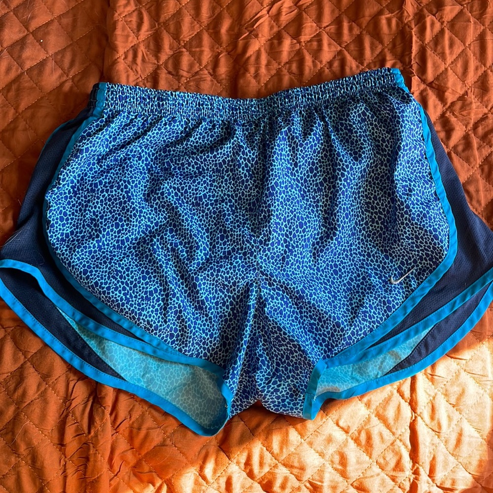 Blue animal print Nike dry fit athletic shorts